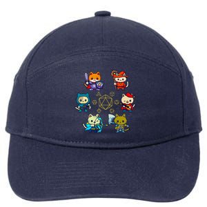 Rpg Gamer Cats D20 Dice Nerdy Geek Cat 7-Panel Snapback Hat