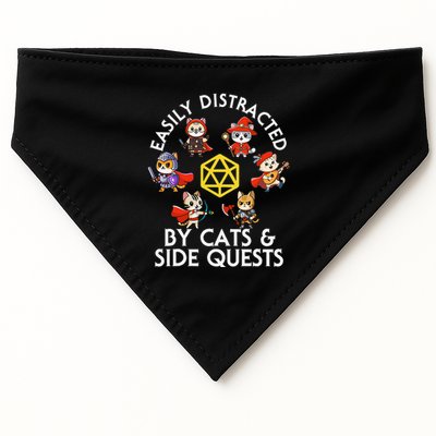 Rpg Gamer Cats Side Quests D20 Dice Nerdy Cat USA-Made Doggie Bandana