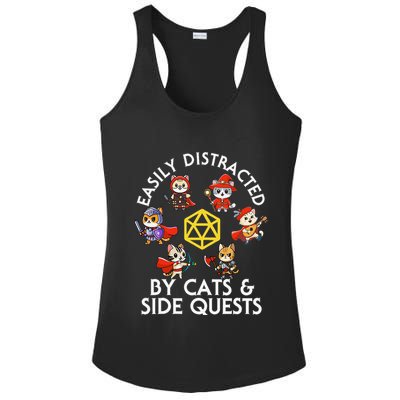 Rpg Gamer Cats Side Quests D20 Dice Nerdy Cat Ladies PosiCharge Competitor Racerback Tank