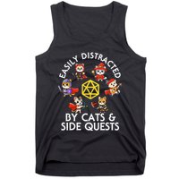 Rpg Gamer Cats Side Quests D20 Dice Nerdy Cat Tank Top