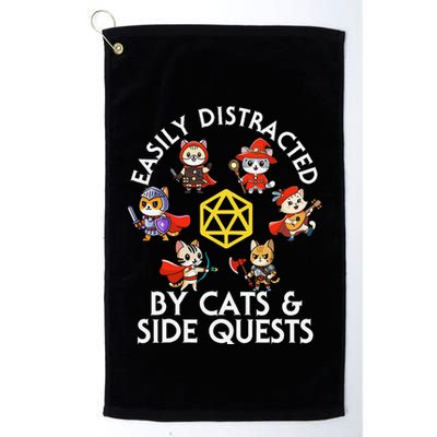 Rpg Gamer Cats Side Quests D20 Dice Nerdy Cat Golf Towel