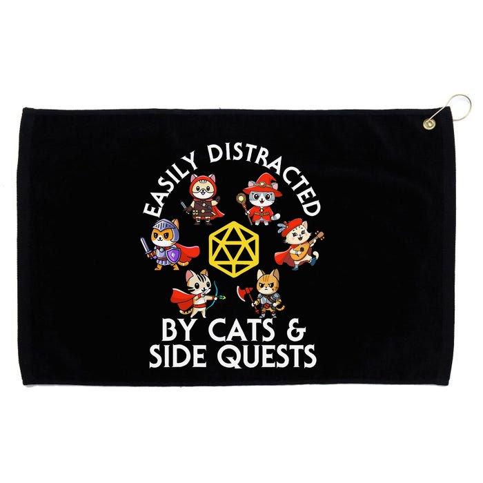 Rpg Gamer Cats Side Quests D20 Dice Nerdy Cat Grommeted Golf Towel