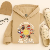 Rpg Gamer Cats Side Quests D20 Dice Nerdy Cat Hoodie