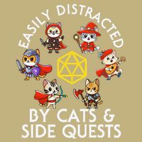 Rpg Gamer Cats Side Quests D20 Dice Nerdy Cat Tall Long Sleeve T-Shirt