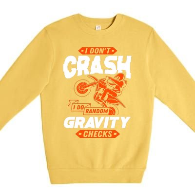 Random Gravity Checks Motocross Dirt Bike Premium Crewneck Sweatshirt