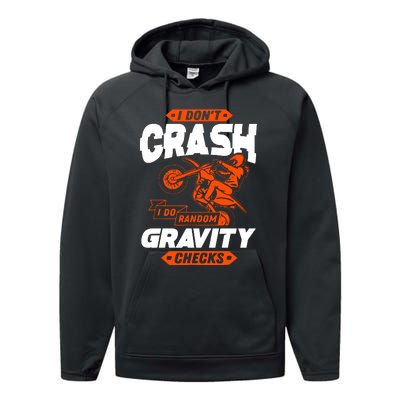 Random Gravity Checks Motocross Dirt Bike Performance Fleece Hoodie