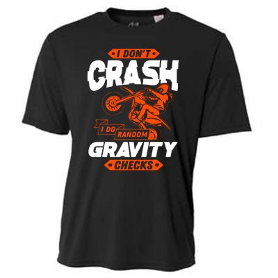 Random Gravity Checks Motocross Dirt Bike Cooling Performance Crew T-Shirt