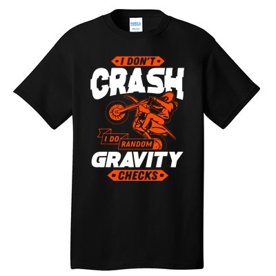 Random Gravity Checks Motocross Dirt Bike Tall T-Shirt