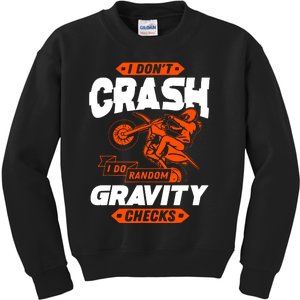 Random Gravity Checks Motocross Dirt Bike Kids Sweatshirt