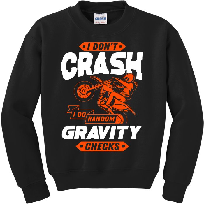 Random Gravity Checks Motocross Dirt Bike Kids Sweatshirt