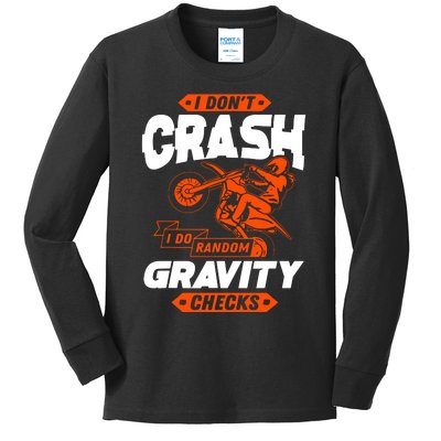 Random Gravity Checks Motocross Dirt Bike Kids Long Sleeve Shirt