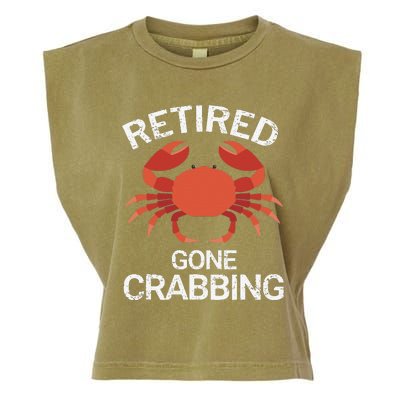 Retired Gone Crabbing Funny Crab Fishing Garment-Dyed Women's Muscle Tee