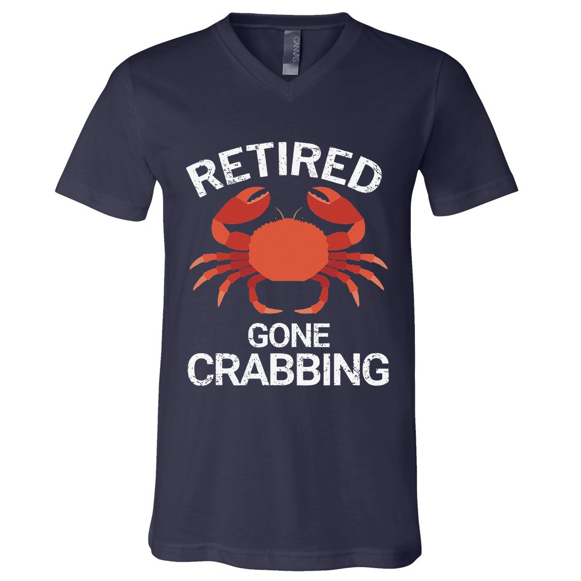 Retired Gone Crabbing Funny Crab Fishing V-Neck T-Shirt