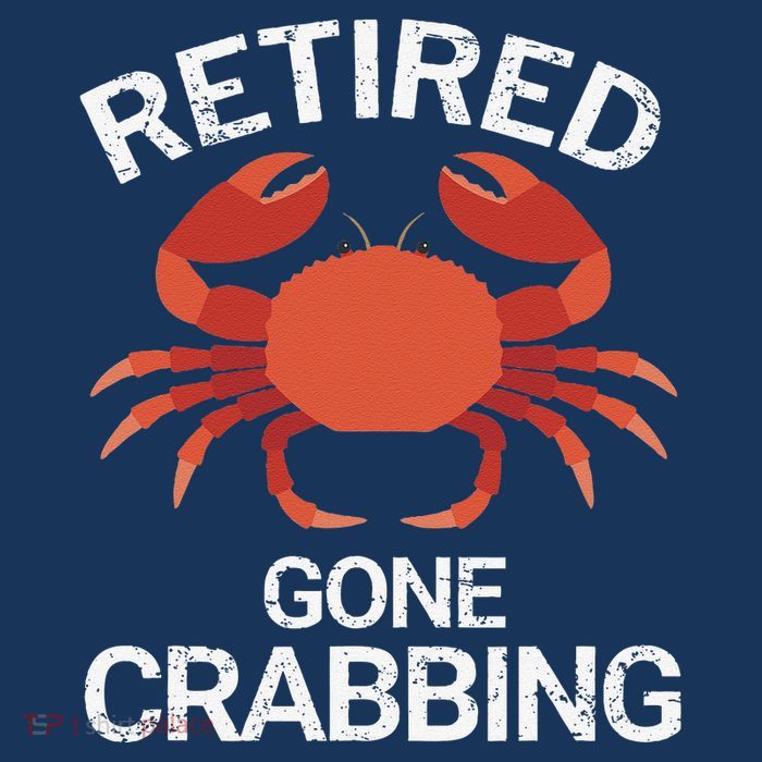 Retired Gone Crabbing Funny Crab Fishing 7-Panel Snapback Hat