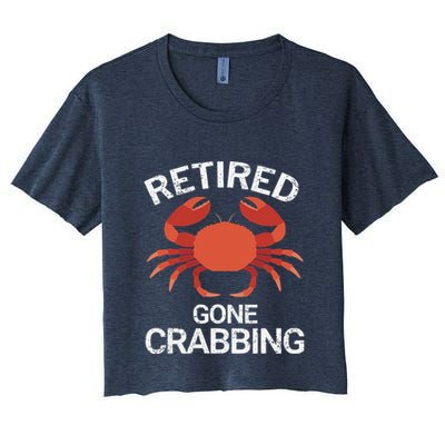 Retired Gone Crabbing Funny Crab Fishing Crop Top