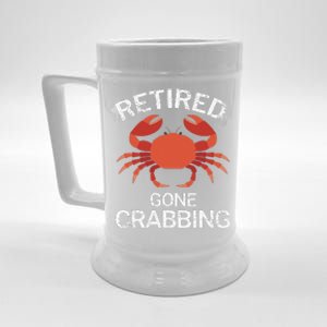 Retired Gone Crabbing Funny Crab Fishing Beer Stein