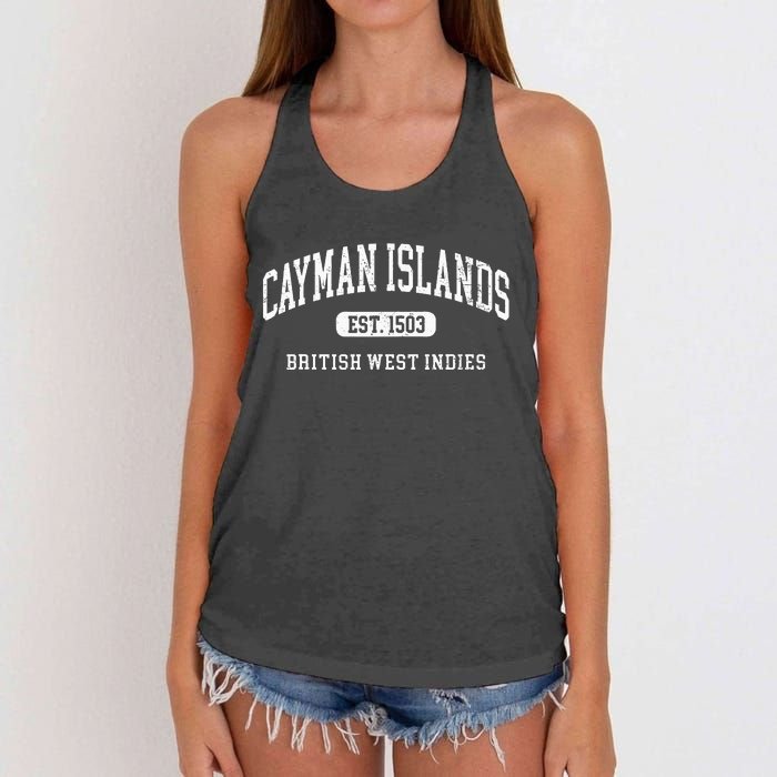 Retro Grand Cayman Islands 1503 Vintage Vacation Souvenir Women's Knotted Racerback Tank