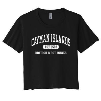 Retro Grand Cayman Islands 1503 Vintage Vacation Souvenir Women's Crop Top Tee