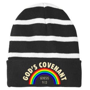 Rainbow Gods Covenant 913 Bible Christian Lover Striped Beanie with Solid Band