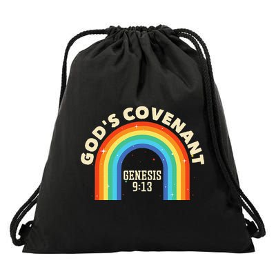Rainbow God's Covenant Genesis 913 Bible Christian Lover Drawstring Bag