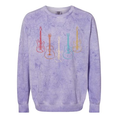 Retro Guitar Cute Gift Colorblast Crewneck Sweatshirt