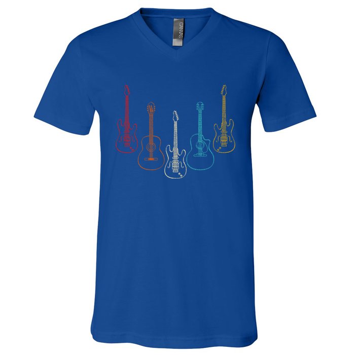 Retro Guitar Cute Gift V-Neck T-Shirt