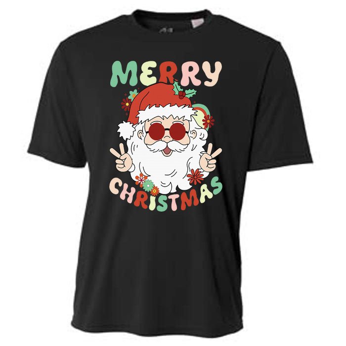 Retro Groovy Christmas Trendy Santa Claus Holiday Funny Cooling Performance Crew T-Shirt