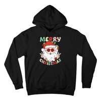 Retro Groovy Christmas Trendy Santa Claus Holiday Funny Hoodie