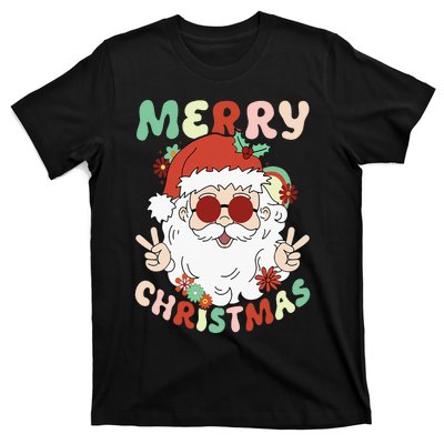 Retro Groovy Christmas Trendy Santa Claus Holiday Funny T-Shirt