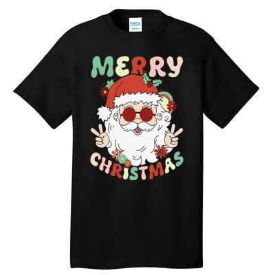 Retro Groovy Christmas Trendy Santa Claus Holiday Funny Tall T-Shirt