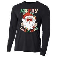 Retro Groovy Christmas Trendy Santa Claus Holiday Funny Cooling Performance Long Sleeve Crew