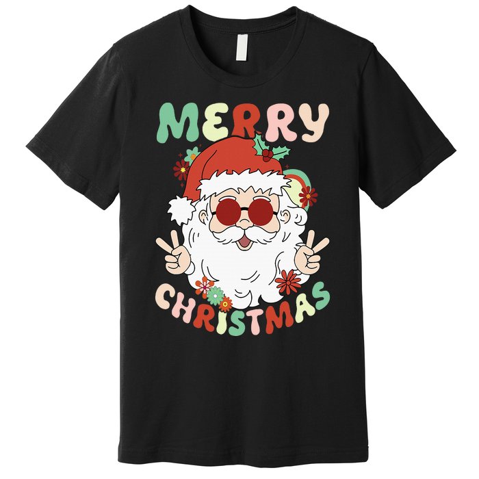 Retro Groovy Christmas Trendy Santa Claus Holiday Funny Premium T-Shirt