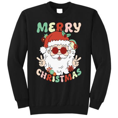 Retro Groovy Christmas Trendy Santa Claus Holiday Funny Tall Sweatshirt