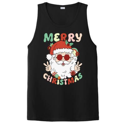 Retro Groovy Christmas Trendy Santa Claus Holiday Funny PosiCharge Competitor Tank