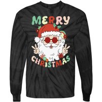 Retro Groovy Christmas Trendy Santa Claus Holiday Funny Tie-Dye Long Sleeve Shirt