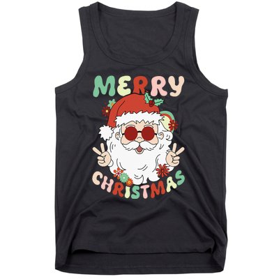 Retro Groovy Christmas Trendy Santa Claus Holiday Funny Tank Top