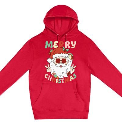 Retro Groovy Christmas Trendy Santa Claus Holiday Funny Premium Pullover Hoodie