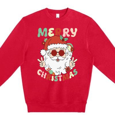 Retro Groovy Christmas Trendy Santa Claus Holiday Funny Premium Crewneck Sweatshirt