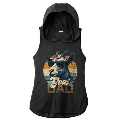 Retro Goat Dad Best Goat Daddy Funny Fathers Day Ladies PosiCharge Tri-Blend Wicking Draft Hoodie Tank