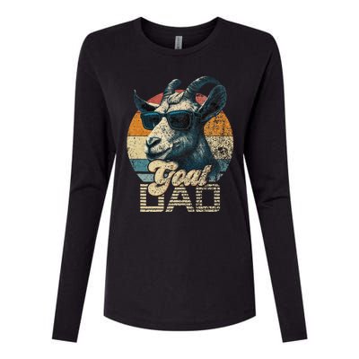 Retro Goat Dad Best Goat Daddy Funny Fathers Day Womens Cotton Relaxed Long Sleeve T-Shirt