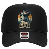 Retro Goat Dad Best Goat Daddy Funny Fathers Day High Crown Mesh Back Trucker Hat