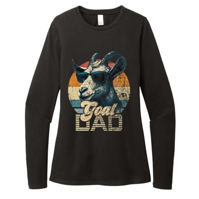 Retro Goat Dad Best Goat Daddy Funny Fathers Day Womens CVC Long Sleeve Shirt