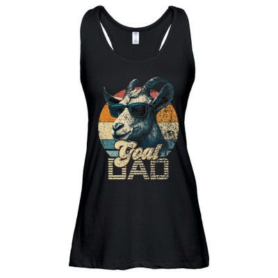 Retro Goat Dad Best Goat Daddy Funny Fathers Day Ladies Essential Flowy Tank