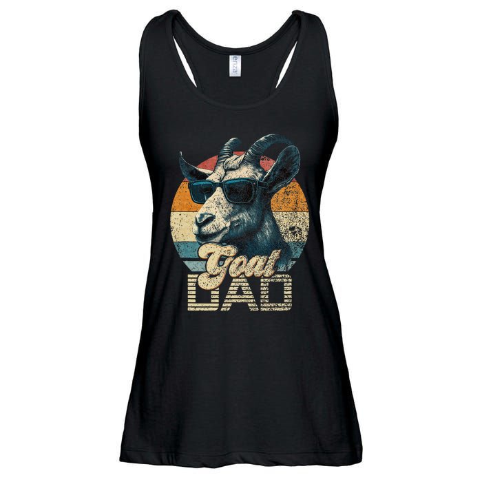 Retro Goat Dad Best Goat Daddy Funny Fathers Day Ladies Essential Flowy Tank