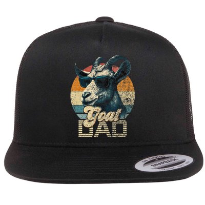 Retro Goat Dad Best Goat Daddy Funny Fathers Day Flat Bill Trucker Hat