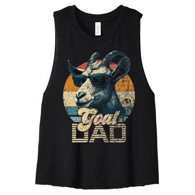 Retro Goat Dad Best Goat Daddy Funny Fathers Day Women's Racerback Cropped Tank