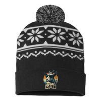 Retro Goat Dad Best Goat Daddy Funny Fathers Day USA-Made Snowflake Beanie