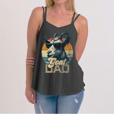 Retro Goat Dad Best Goat Daddy Funny Fathers Day Women's Strappy Tank