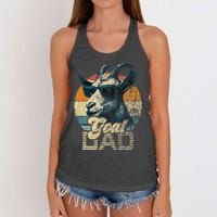 Retro Goat Dad Best Goat Daddy Funny Fathers Day Women's Knotted Racerback Tank