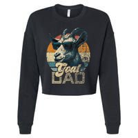 Retro Goat Dad Best Goat Daddy Funny Fathers Day Cropped Pullover Crew